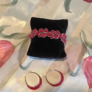 Elegant Red and Silver Jewelry Set
